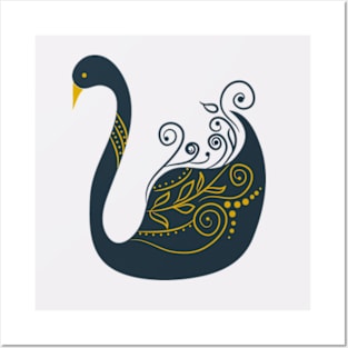 Floral swan Posters and Art